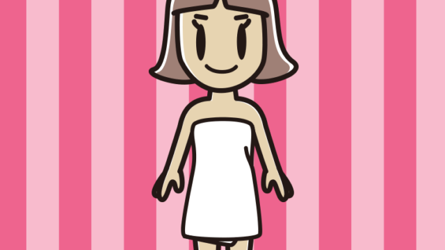 バスタオルを巻いた小学生女子のイラスト【色、背景あり】PNG