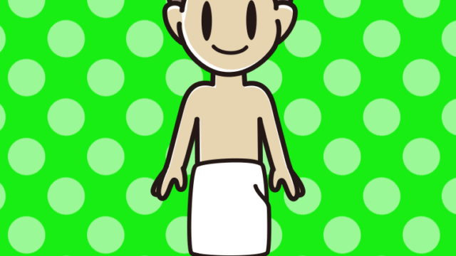 バスタオルを巻いた男子中学生のイラスト【色、背景あり】PNG