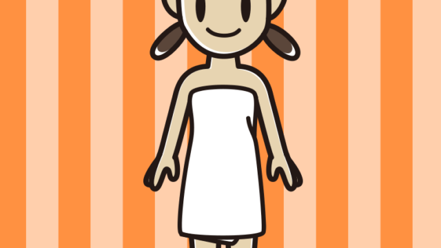 バスタオルを巻いた女子中学生のイラスト【色、背景あり】PNG