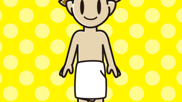 バスタオルを巻いた男子高校生のイラスト【色、背景あり】PNG