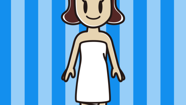バスタオルを巻いた女子高校生のイラスト【色、背景あり】PNG