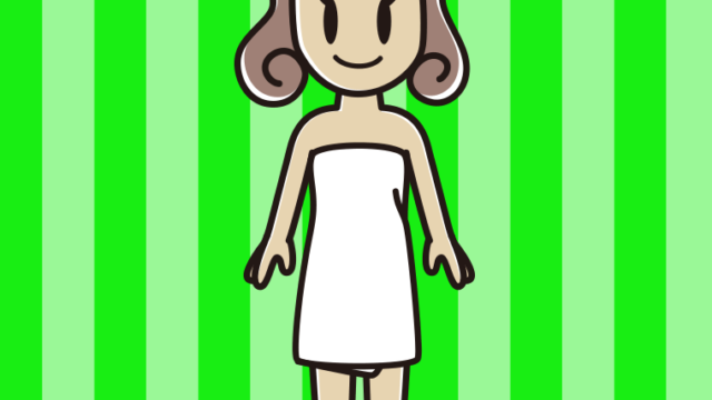 バスタオルを巻いた女子大学生のイラスト【色、背景あり】PNG