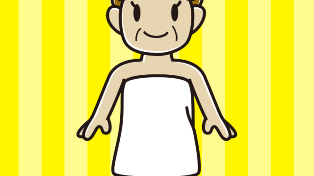 バスタオルを巻いたおばさんのイラスト【色、背景あり】PNG