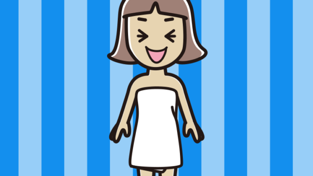 笑うバスタオル姿の小学生女子のイラスト【色、背景あり】PNG