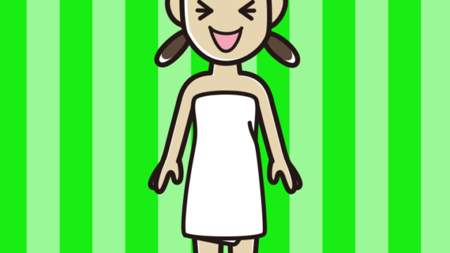 笑うバスタオル姿の女子中学生のイラスト【色、背景あり】PNG