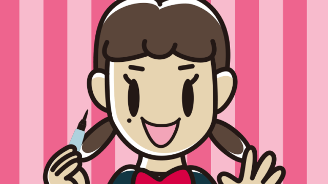 ほくろを描き足す女子中学生のイラスト【色、背景あり】PNG