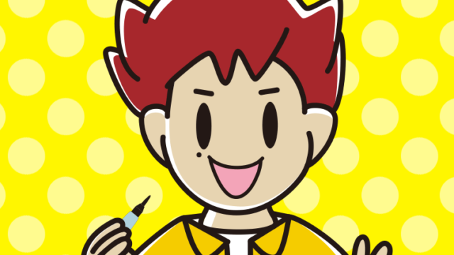 ほくろを描き足す男子大学生のイラスト【色、背景あり】PNG