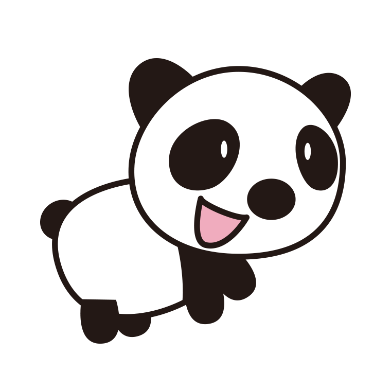 かわいいパンダちゃんのイラスト【色あり、背景なし】透過PNG