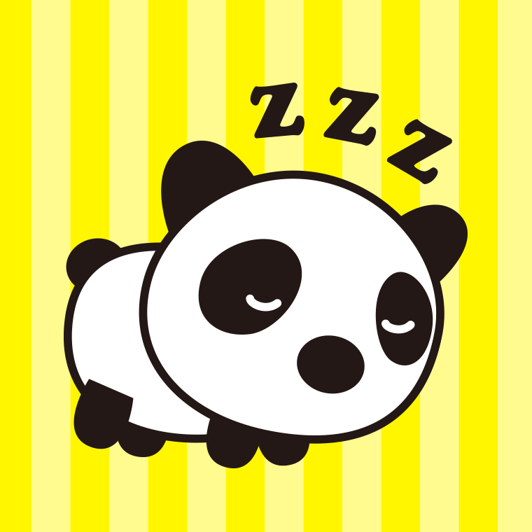 眠るパンダちゃんのイラスト【色、背景あり】PNG