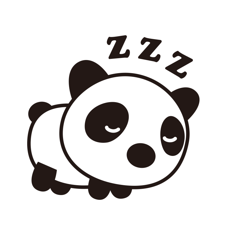 眠るパンダちゃんのイラスト【色あり、背景なし】透過PNG