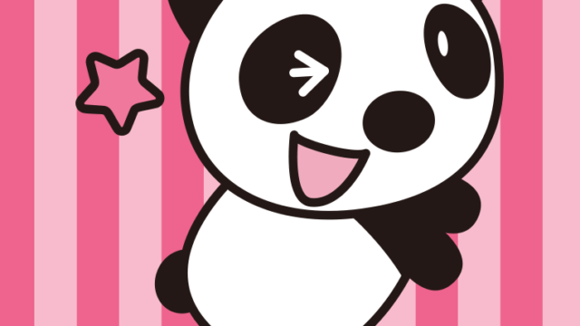 ウインクするパンダちゃんのイラスト【色、背景あり】PNG