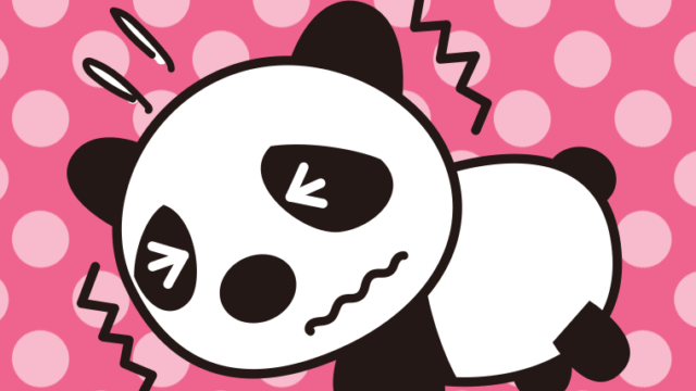ブルブル震えるパンダちゃんのイラスト【色、背景あり】PNG