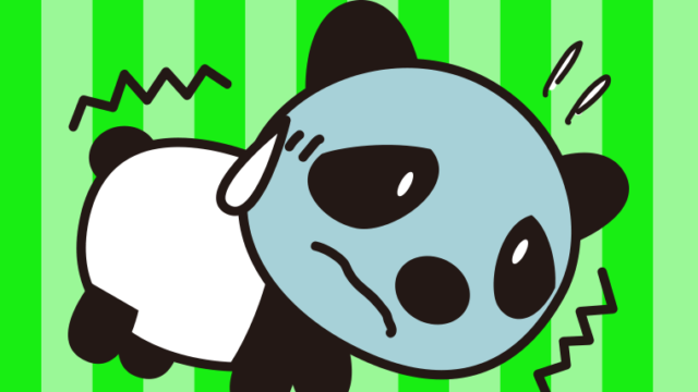 具合が悪いパンダちゃんのイラスト【色、背景あり】PNG