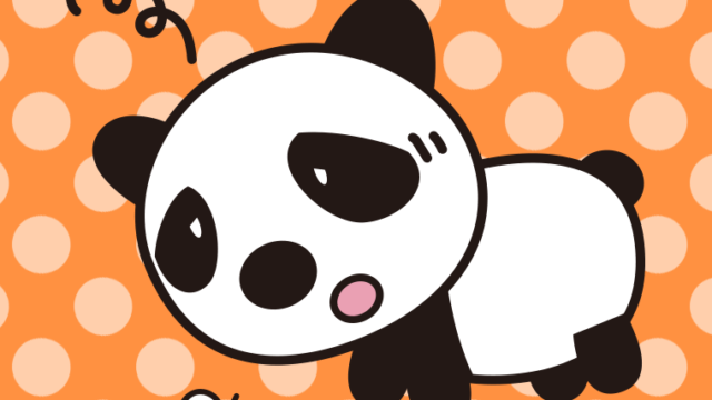 眠そうなパンダちゃんのイラスト【色、背景あり】PNG