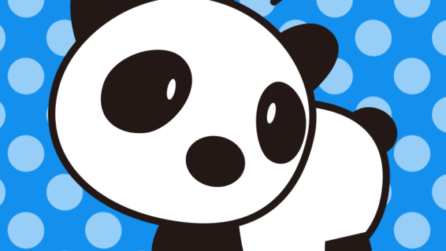 何かに気付くパンダちゃんのイラスト【色、背景あり】PNG