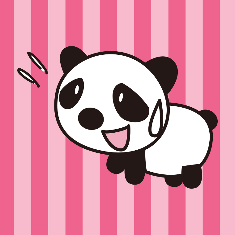 苦笑いするパンダちゃんのイラスト【色、背景あり】PNG
