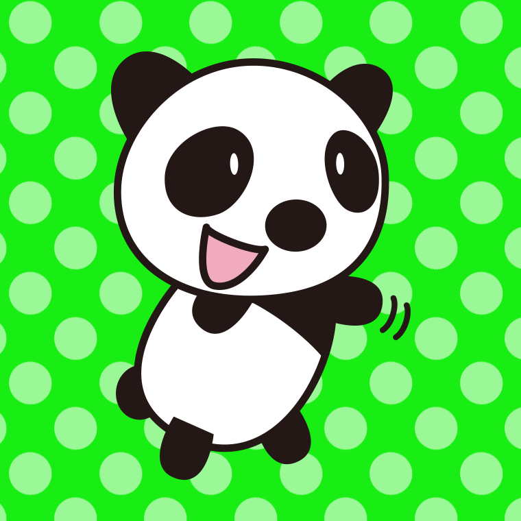 手を振るパンダちゃんのイラスト【色、背景あり】PNG