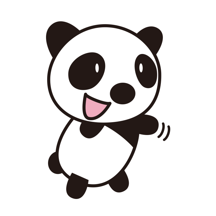 手を振るパンダちゃんのイラスト【色あり、背景なし】透過PNG