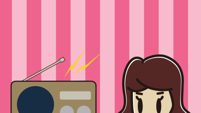 ラジオを聴く女子高校生のイラスト【色、背景あり】PNG