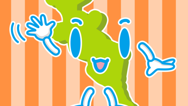 手を振る京都ちゃんのイラスト【色、背景あり】PNG