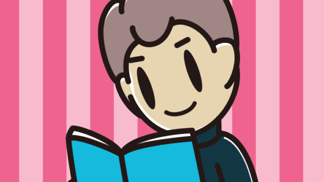 本を読む男子中学生のイラスト【色、背景あり】PNG