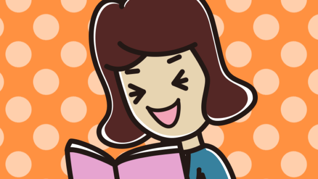 本を読んで笑う女子高校生のイラスト【色、背景あり】PNG