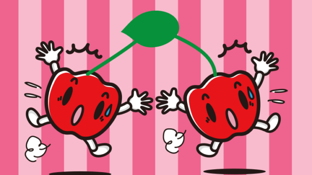 驚くアセロラちゃんのイラスト【色、背景あり】PNG