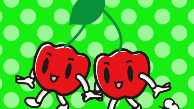 歩くアセロラちゃんのイラスト【色、背景あり】PNG