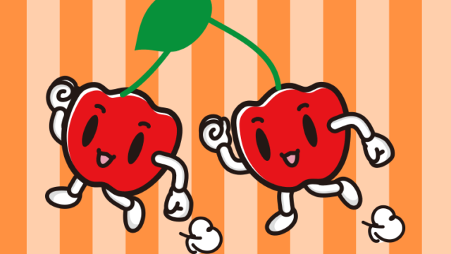 走るアセロラちゃんのイラスト【色、背景あり】PNG