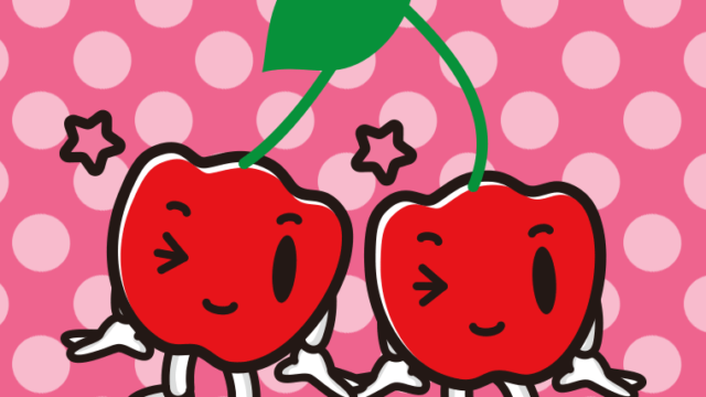 ウインクするアセロラちゃんのイラスト【色、背景あり】PNG