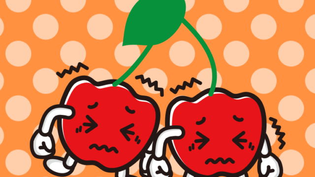 ブルブル震えるアセロラちゃんのイラスト【色、背景あり】PNG