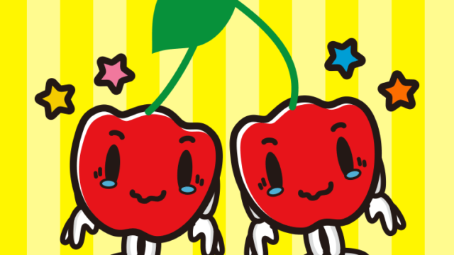 ジーンとするアセロラちゃんのイラスト【色、背景あり】PNG