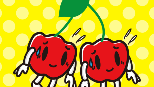 苦笑いするアセロラちゃんのイラスト【色、背景あり】PNG