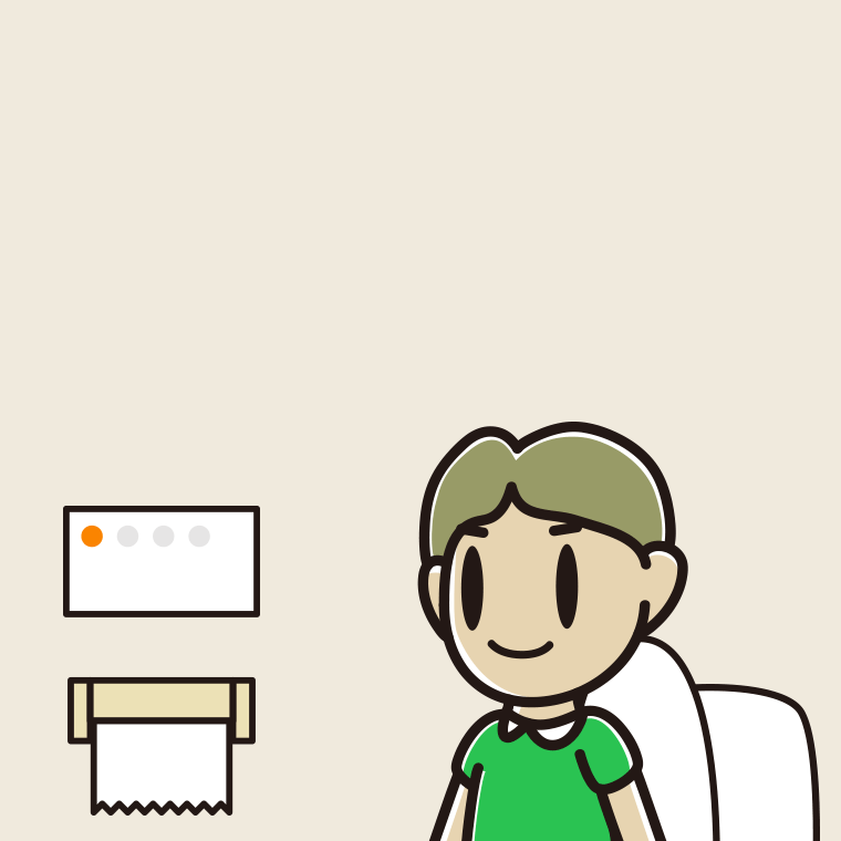 トイレを使う小学生男子のイラスト【色、背景あり】PNG