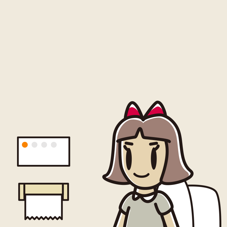 トイレを使う小学生女子のイラスト【色、背景あり】PNG