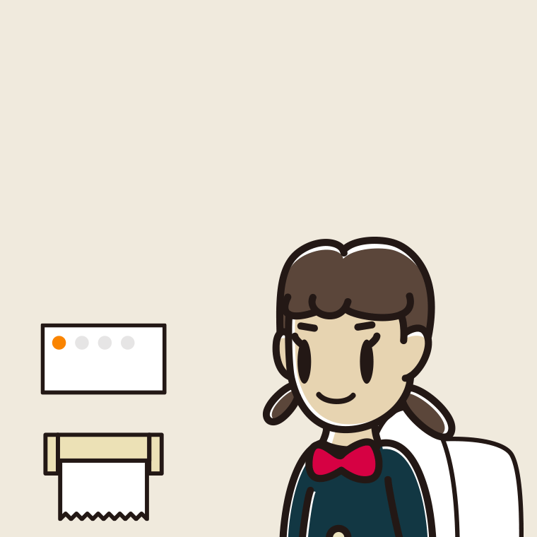 トイレを使う女子中学生のイラスト【色、背景あり】PNG