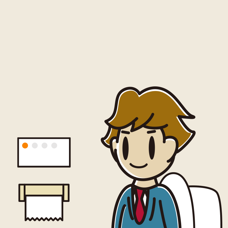 トイレを使う男子高校生のイラスト【色、背景あり】PNG