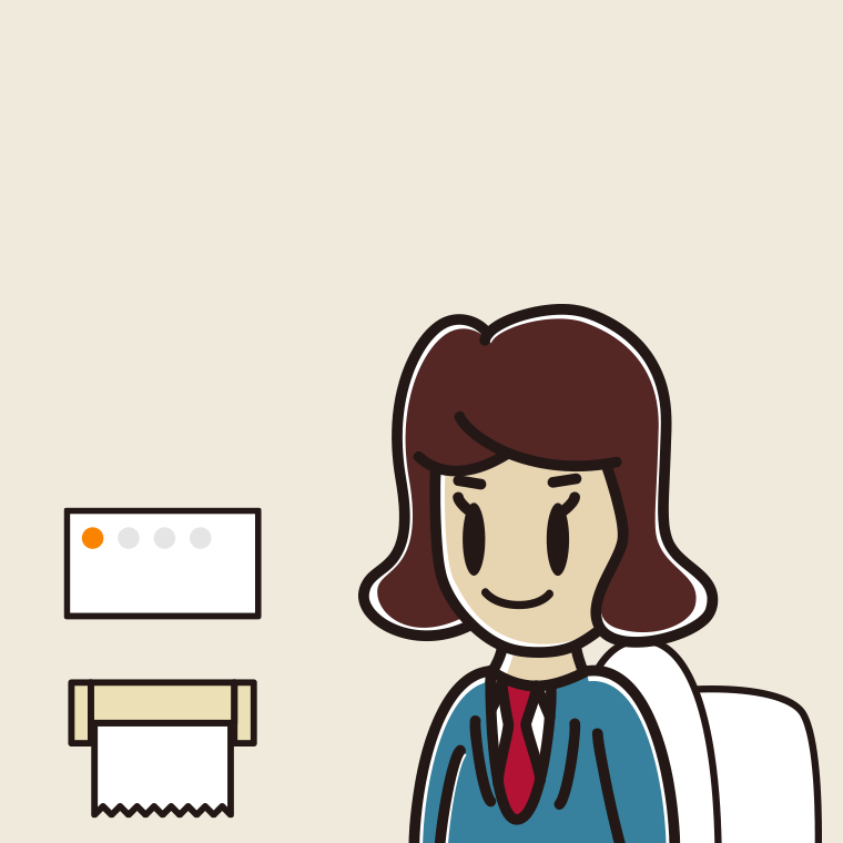 トイレを使う女子高校生のイラスト【色、背景あり】PNG