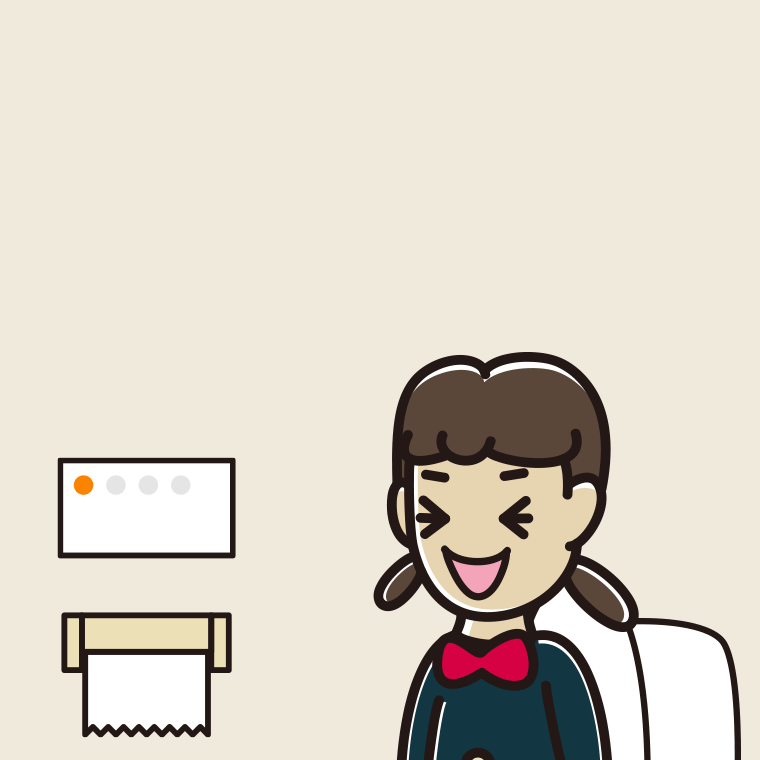 トイレで笑う女子中学生のイラスト【色、背景あり】PNG