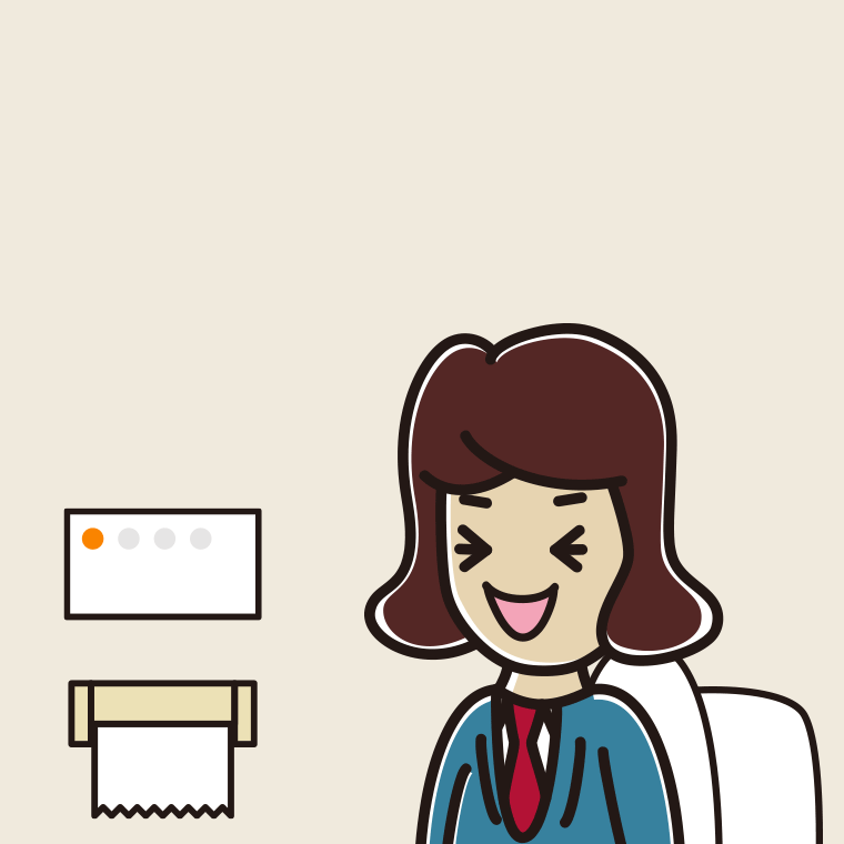 トイレで笑う女子高校生のイラスト【色、背景あり】PNG