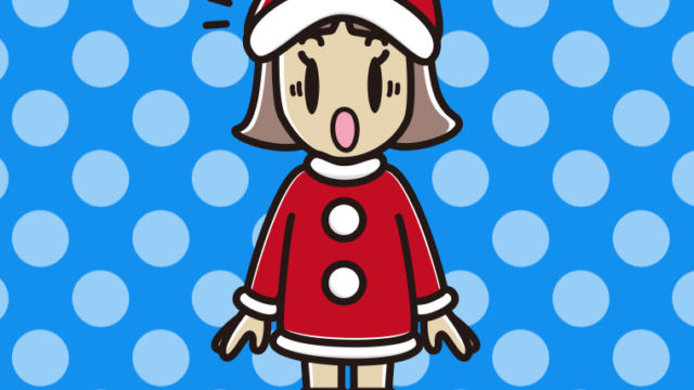 驚くサンタ姿の小学生女子のイラスト【色、背景あり】PNG