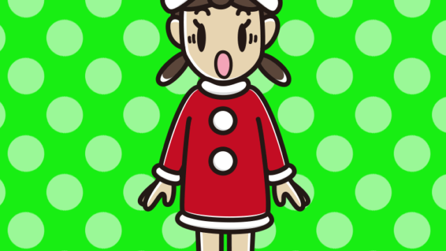 驚くサンタ姿の女子中学生のイラスト【色、背景あり】PNG