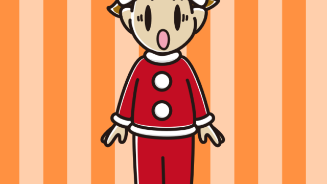 驚くサンタ姿の男子高校生のイラスト【色、背景あり】PNG