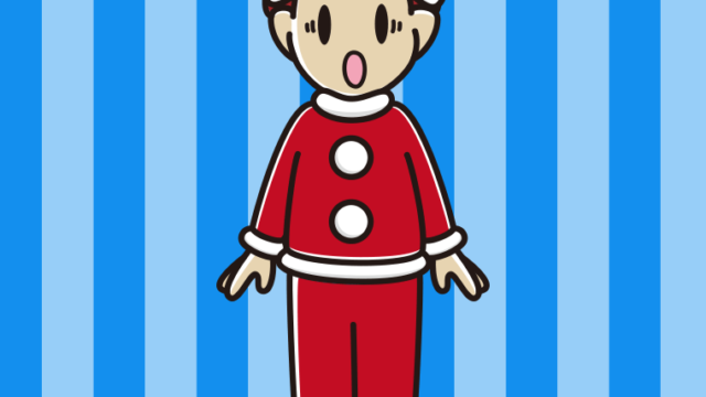 驚くサンタ姿の男子大学生のイラスト【色、背景あり】PNG