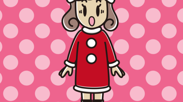 驚くサンタ姿の女子大学生のイラスト【色、背景あり】PNG