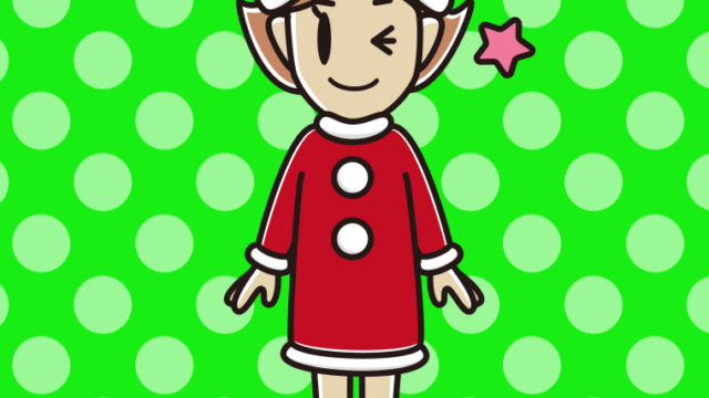 ウインクするサンタ姿の女性のイラスト【色、背景あり】PNG