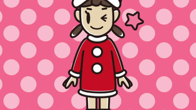 ウインクするサンタ姿の女子中学生のイラスト【色、背景あり】PNG