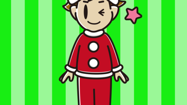 ウインクするサンタ姿の男子高校生のイラスト【色、背景あり】PNG