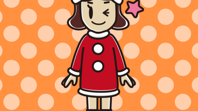 ウインクするサンタ姿の女子高校生のイラスト【色、背景あり】PNG