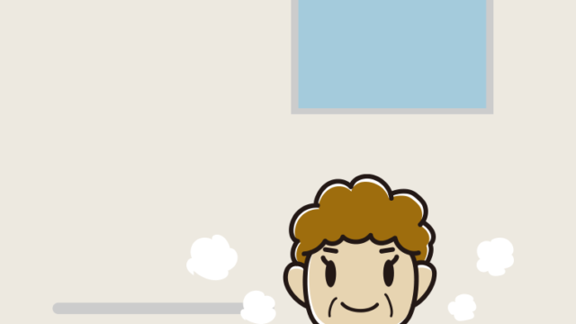 お風呂に入るおばさんのイラスト【色、背景あり】PNG